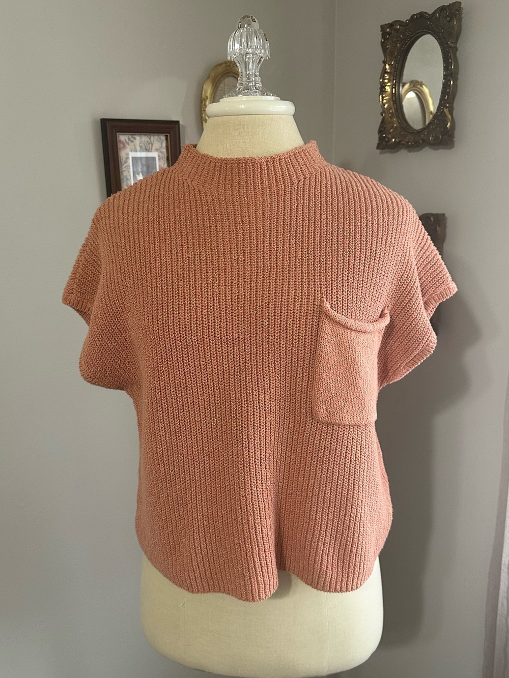Free People Beach Freya Ribbed Knit Top in Coral